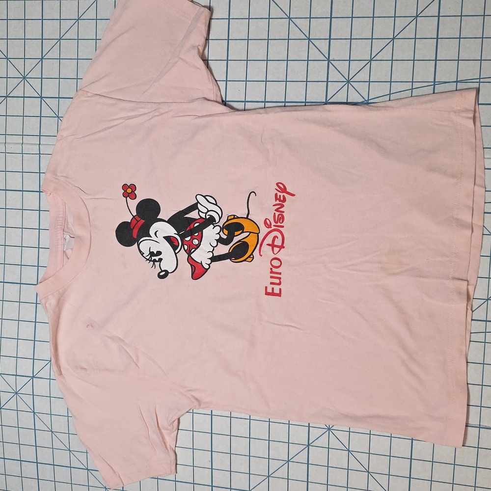 Euro‎ Disney Mickey Mouse Pink T-Shirt Youth/Childs Med-Lg Vintage 1993